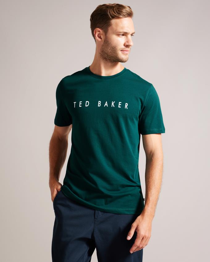 T-Shirt Ted Baker Short Sleeve Branded Vert Foncé Homme | XLG-10480816